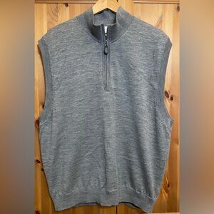 Fairway And Greene Men's Gray Golf 1/4 Zip Lined Wool SweaterVest Size Large